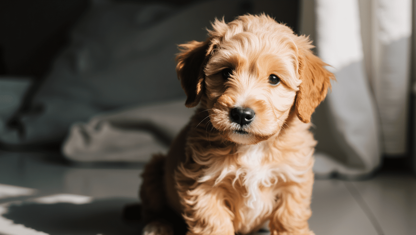 Close-up of a happy cockapoo dog with curly fur, highlighting the breed’s hypoallergenic qualities and surprising traits.