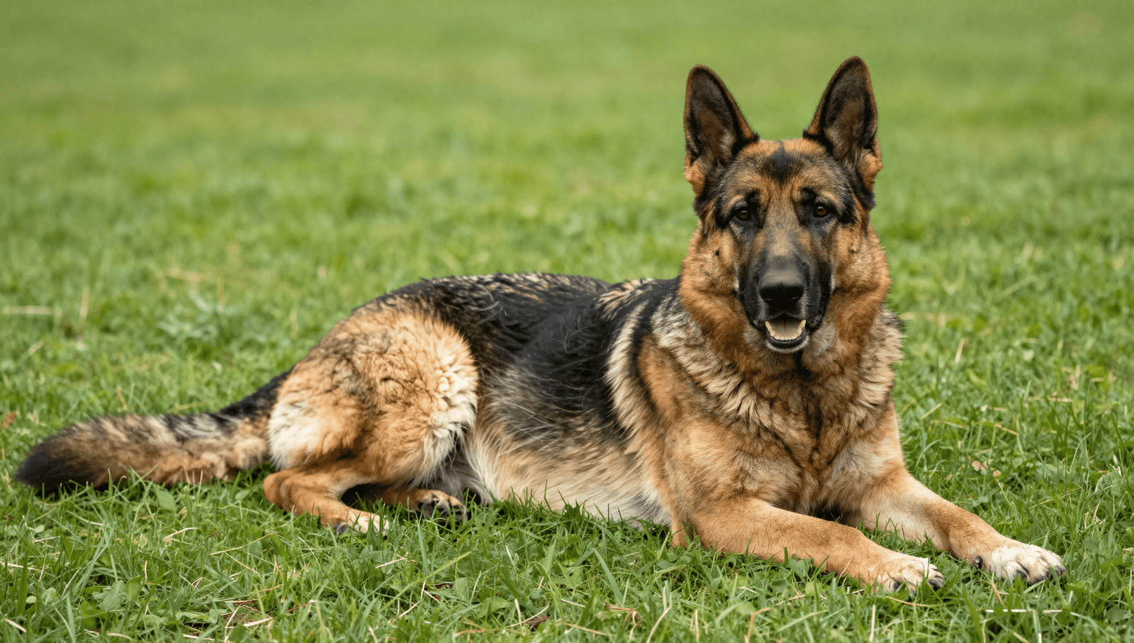 Common health problems in German Shepherds illustrated with a German Shepherd resting on grass