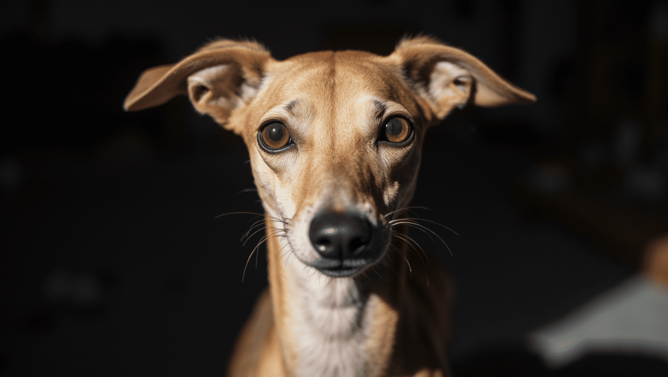 Italian Greyhound sitting indoors low shedding dog