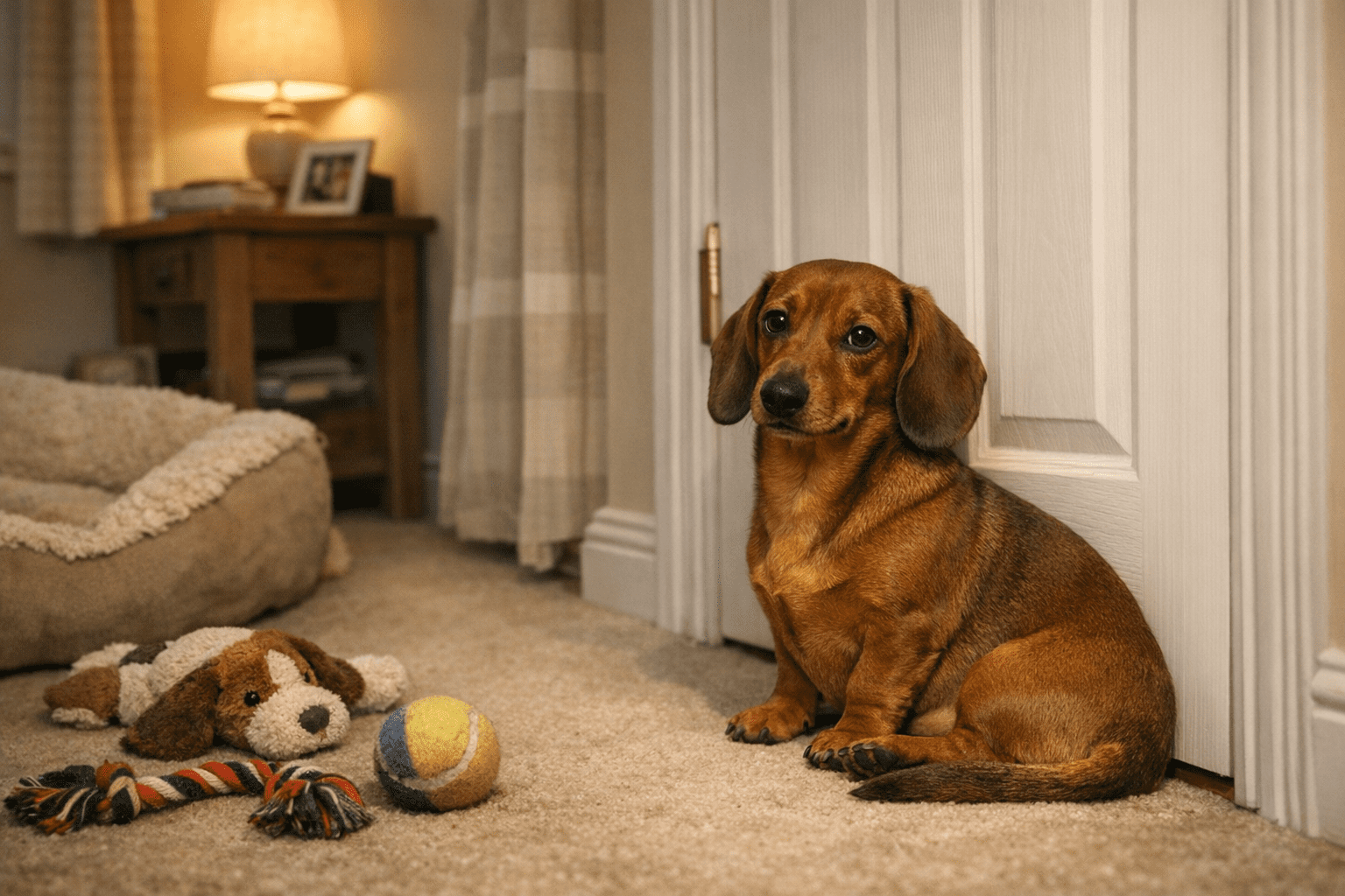 Can Dachshunds be left alone dog waiting indoors