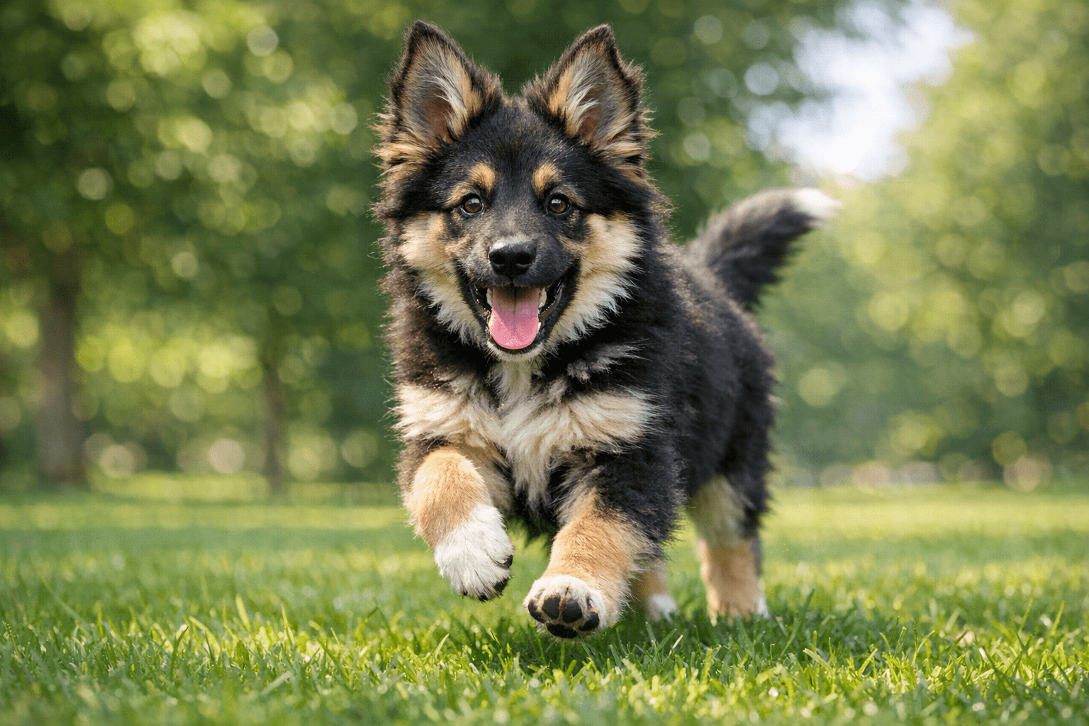 Border collie mix german shepherd puppy running