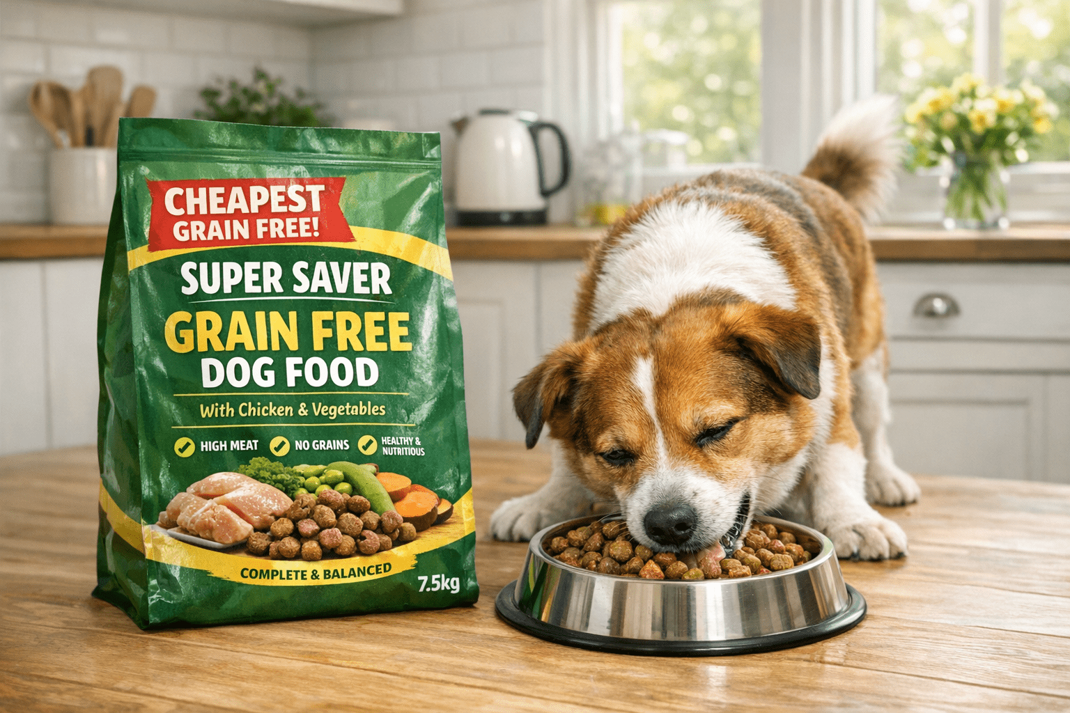 Cheapest grain free dog food UK dog eating meal