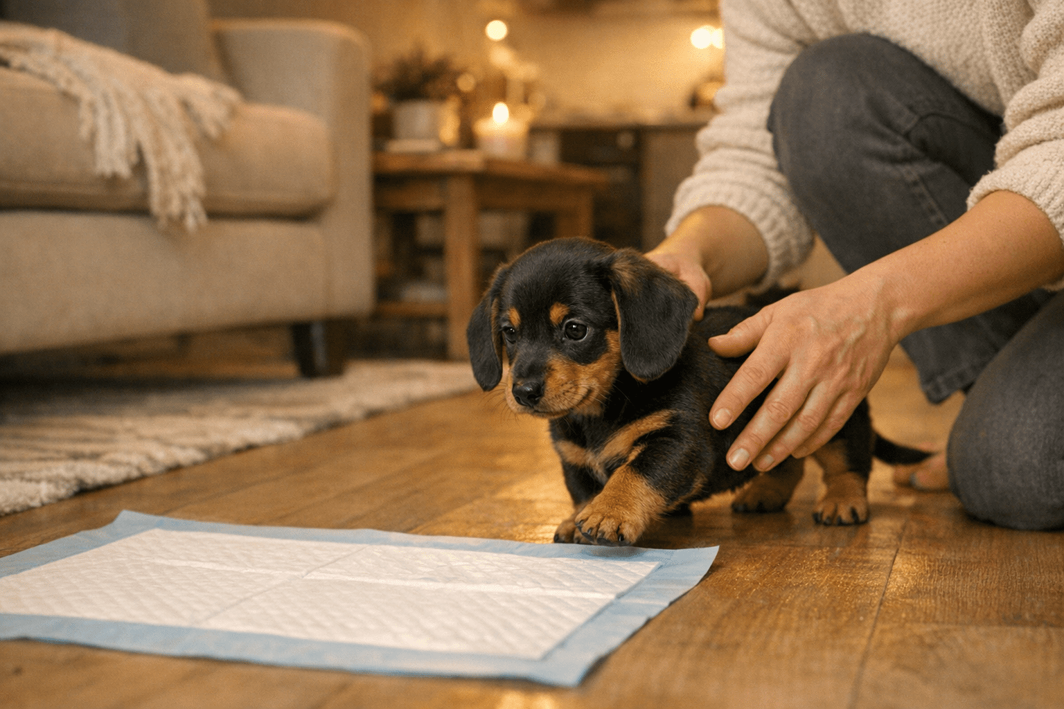 Dachshund puppy training in an apartment setting